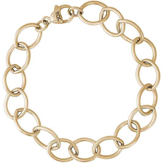 Single Link Open Curb Classic Bracelet - Gold Plate, 8" Plate