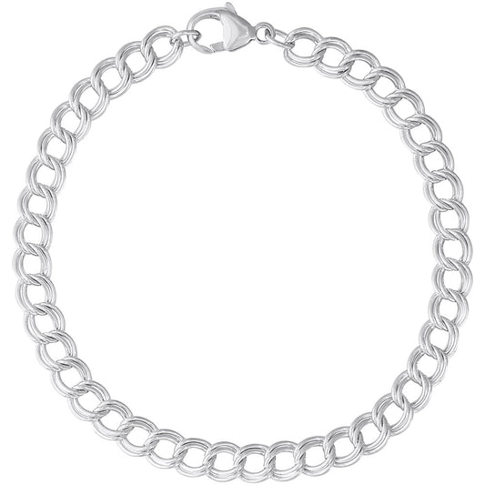 Petite Double Link Dapped Curb Classic Bracelet - 10K Yellow Gold, 8" Gold