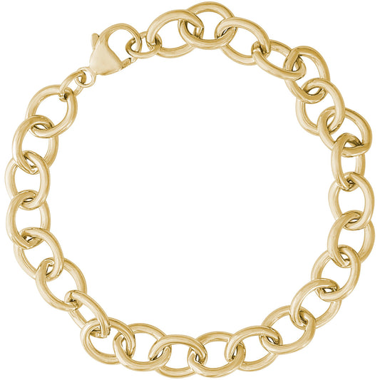Open Cable Link Classic Bracelet - Gold Plate, 8" Plate