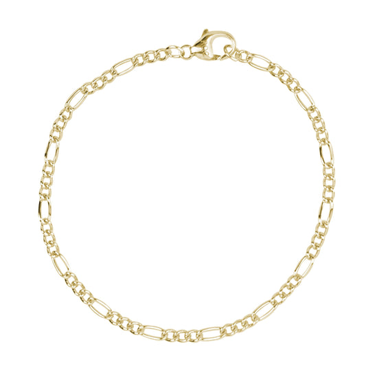 Petite Curbed Figaro Classic Bracelet - 14K Yellow Gold, 8" Gold