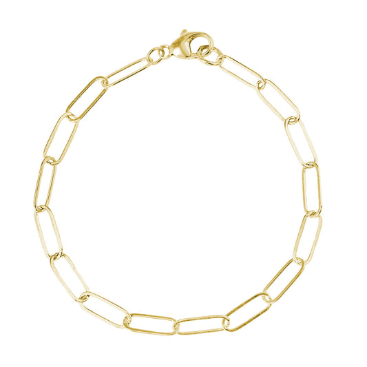 Paperclip Bracelet - Medium 8", Gold Plate