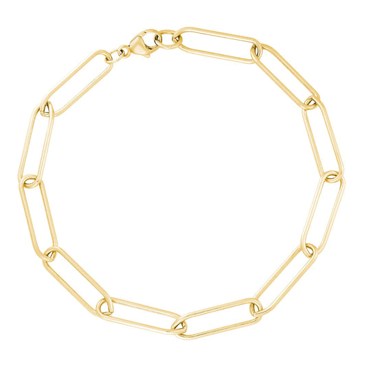 Paperclip Bracelet - Large 7.5", 14K Yellow Gold
