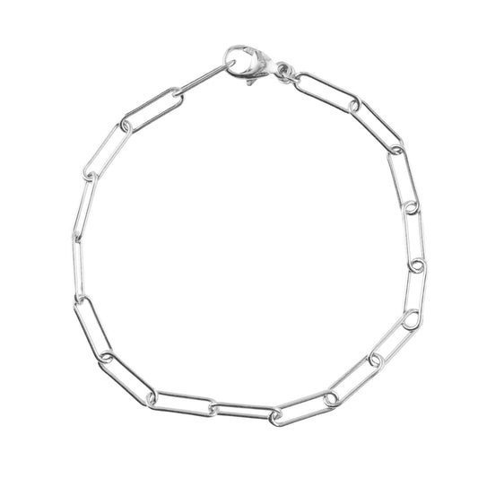 Paperclip Bracelet - Medium 8", 14K White Gold