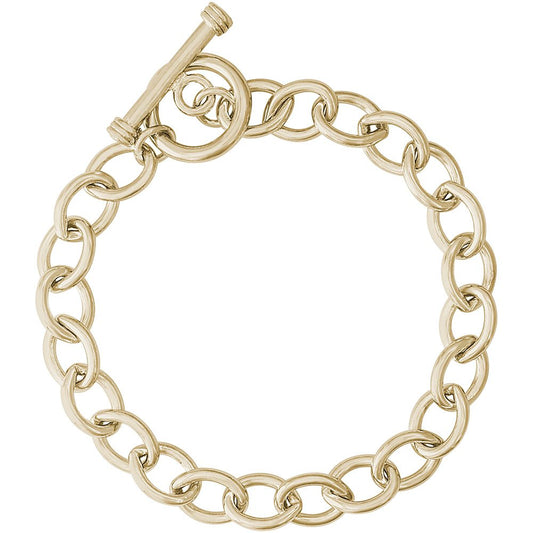 Open Cable Link Classic Bracelet with Toggle - Rhodium Plated Sterling Silver, 8" Silver