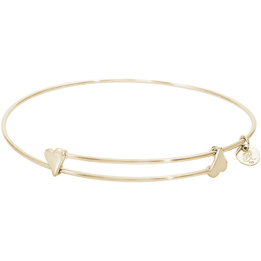Sweet Bangle Bracelet - Rhodium Plated Sterling Silver, 7" Silver