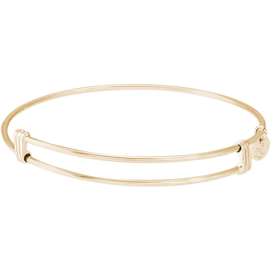 Noble Bangle Bracelet - Rhodium Plated Sterling Silver, 7" Silver