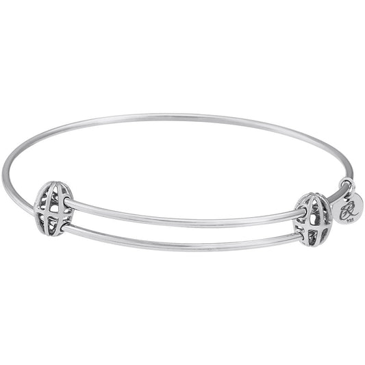 Graceful Bangle Bracelet - Rhodium Plated Sterling Silver, 7" Silver