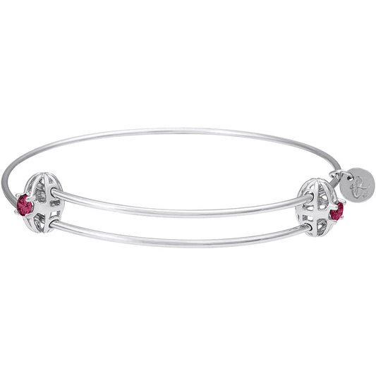 Graceful Bangle Bracelet - January Rhodium Plated Sterling Silver