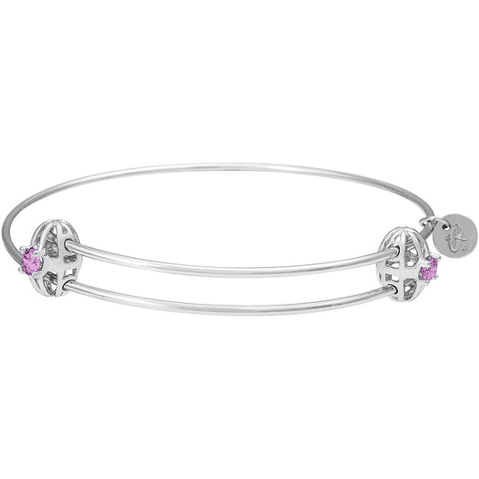 Graceful Bangle Bracelet - February Rhodium Plated Sterling Silver