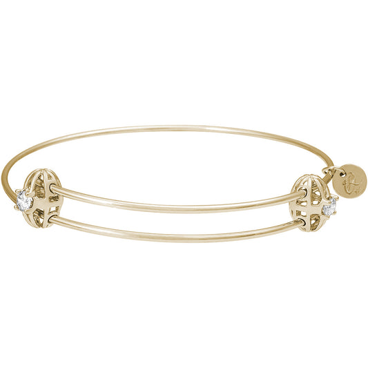 Graceful Bangle Bracelet - April Rhodium Plated Sterling Silver
