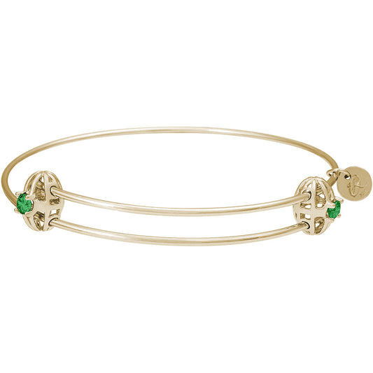 Graceful Bangle Bracelet - May Rhodium Plated Sterling Silver