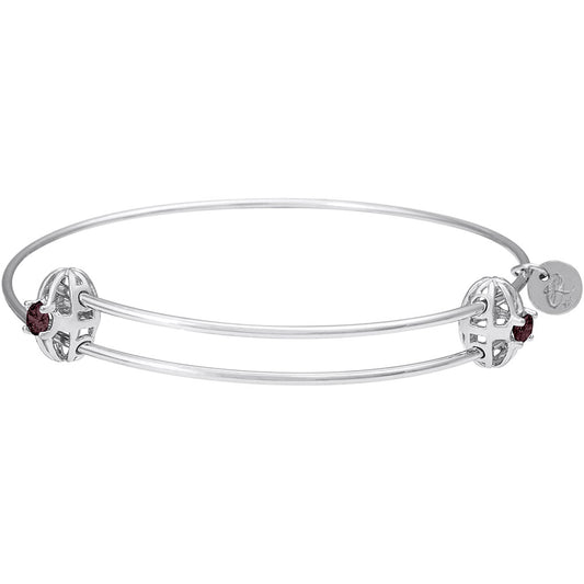 Graceful Bangle Bracelet - June Rhodium Plated Sterling Silver