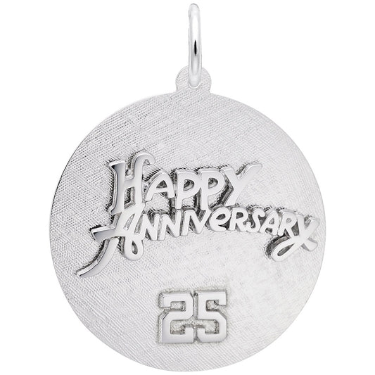 25th Anniversary Disc Charm - Elegant Silver Keepsake Gift 2012-025