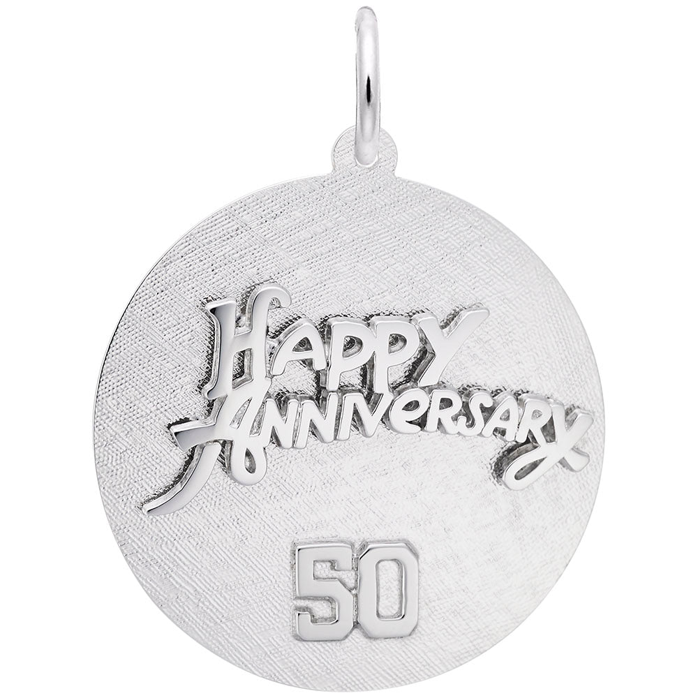 Fiftieth Anniversary Disc Charm - Elegant Silver Keepsake Gift 2012-050