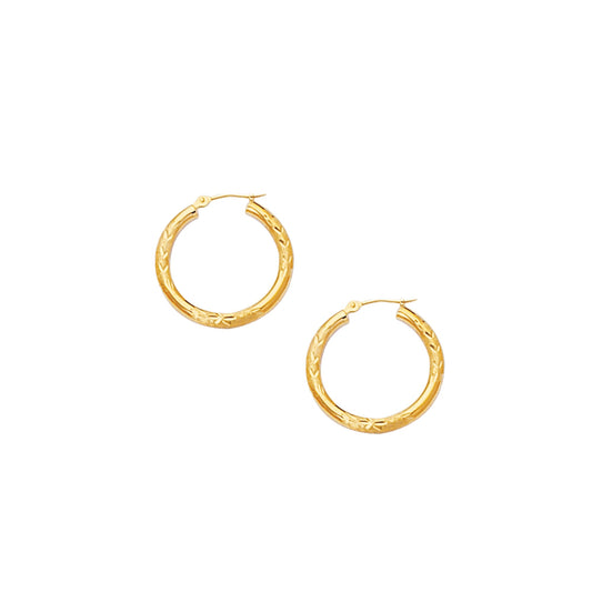 Royal Chain 10K Gold 3mm Diamond Cut Hoop Earring 202LT