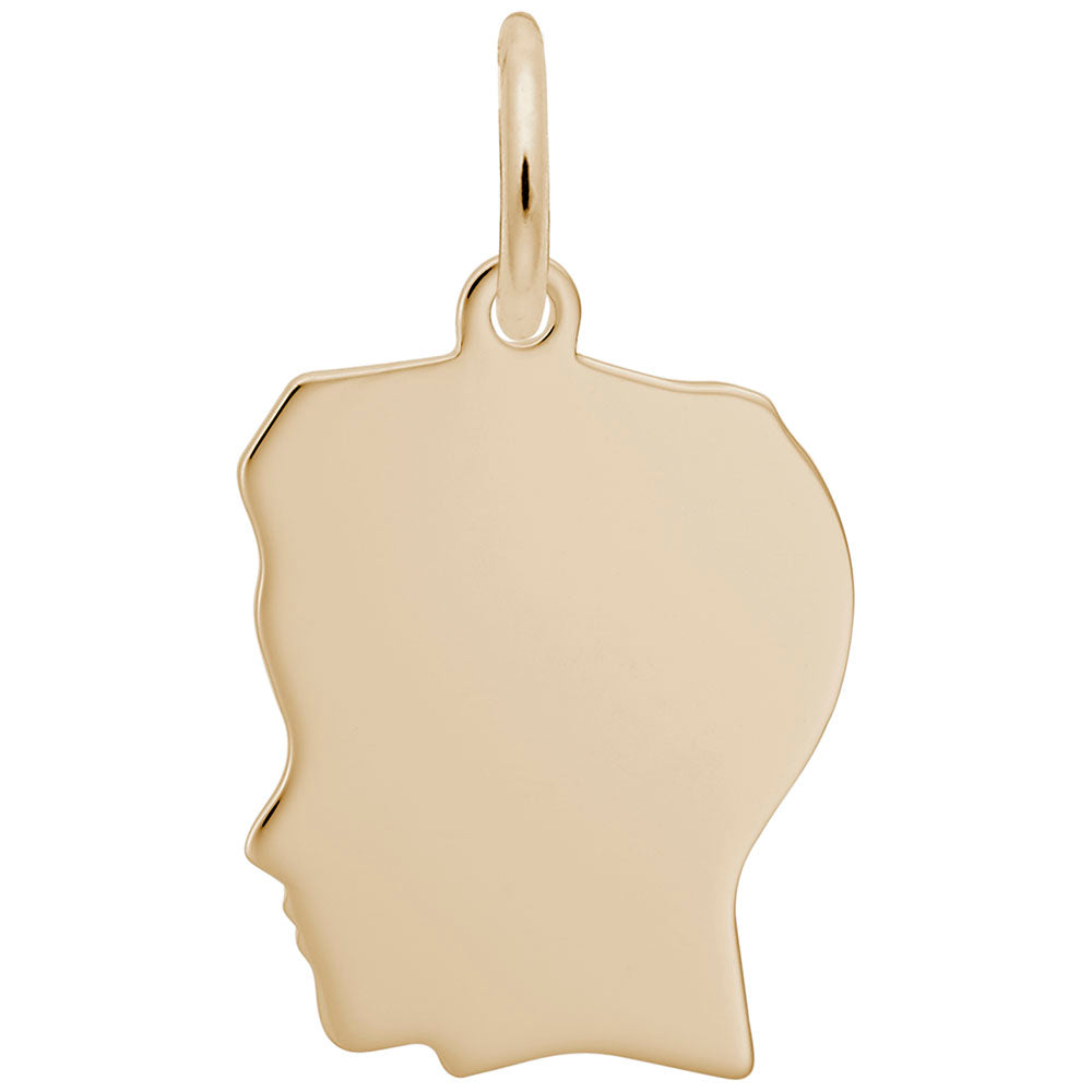 Medium Flat Boys Head Charm - Unique Silhouette Disc Design 2031