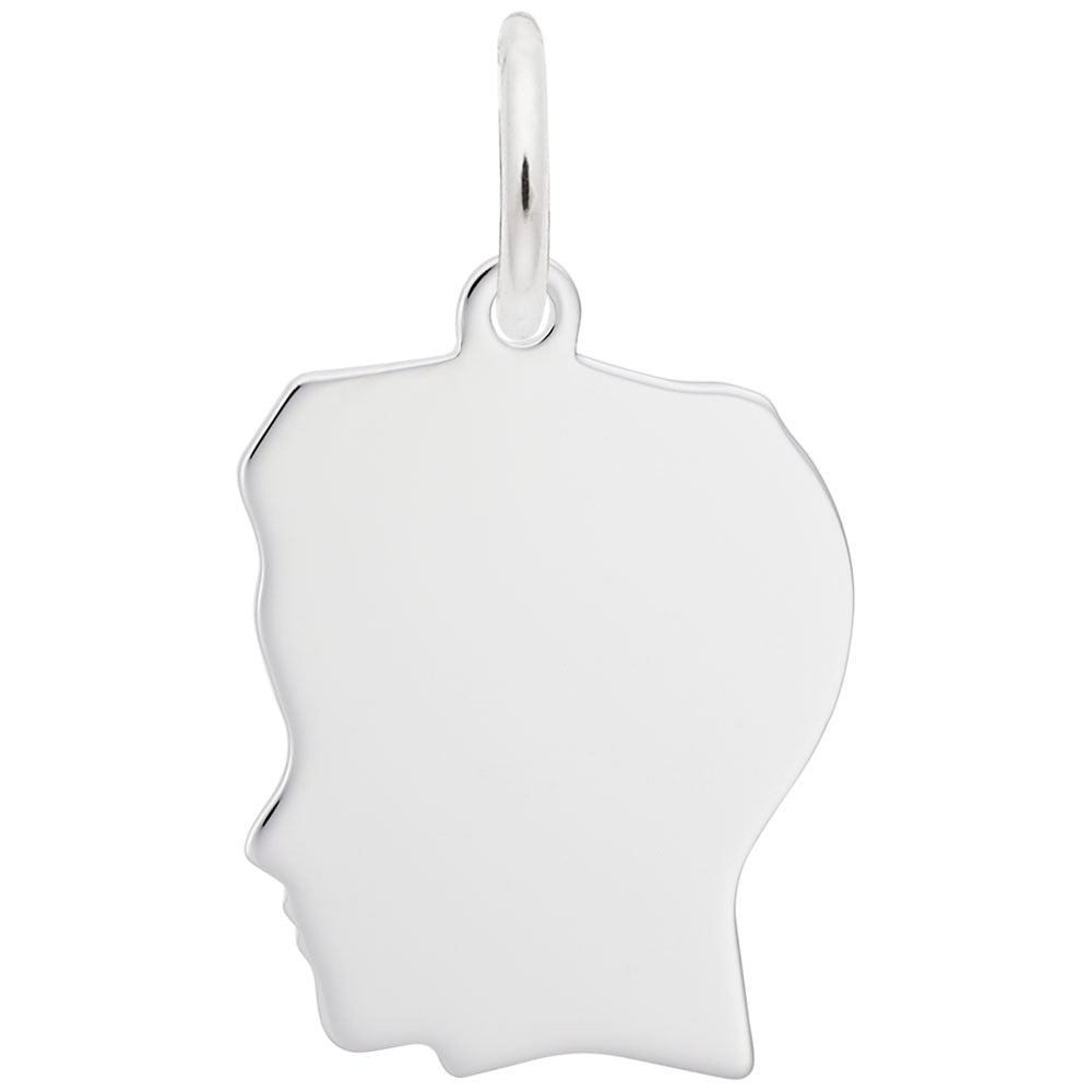 Medium Flat Boys Head Charm - Unique Silhouette Disc Design 2031