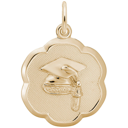 Personalized Graduation Cap Scalloped Disc Charm for Celebrations 2033