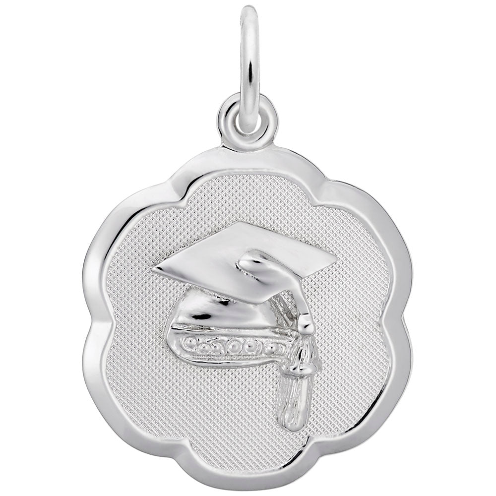 Personalized Graduation Cap Scalloped Disc Charm for Celebrations 2033