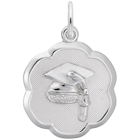 Personalized Graduation Cap Scalloped Disc Charm for Celebrations 2033