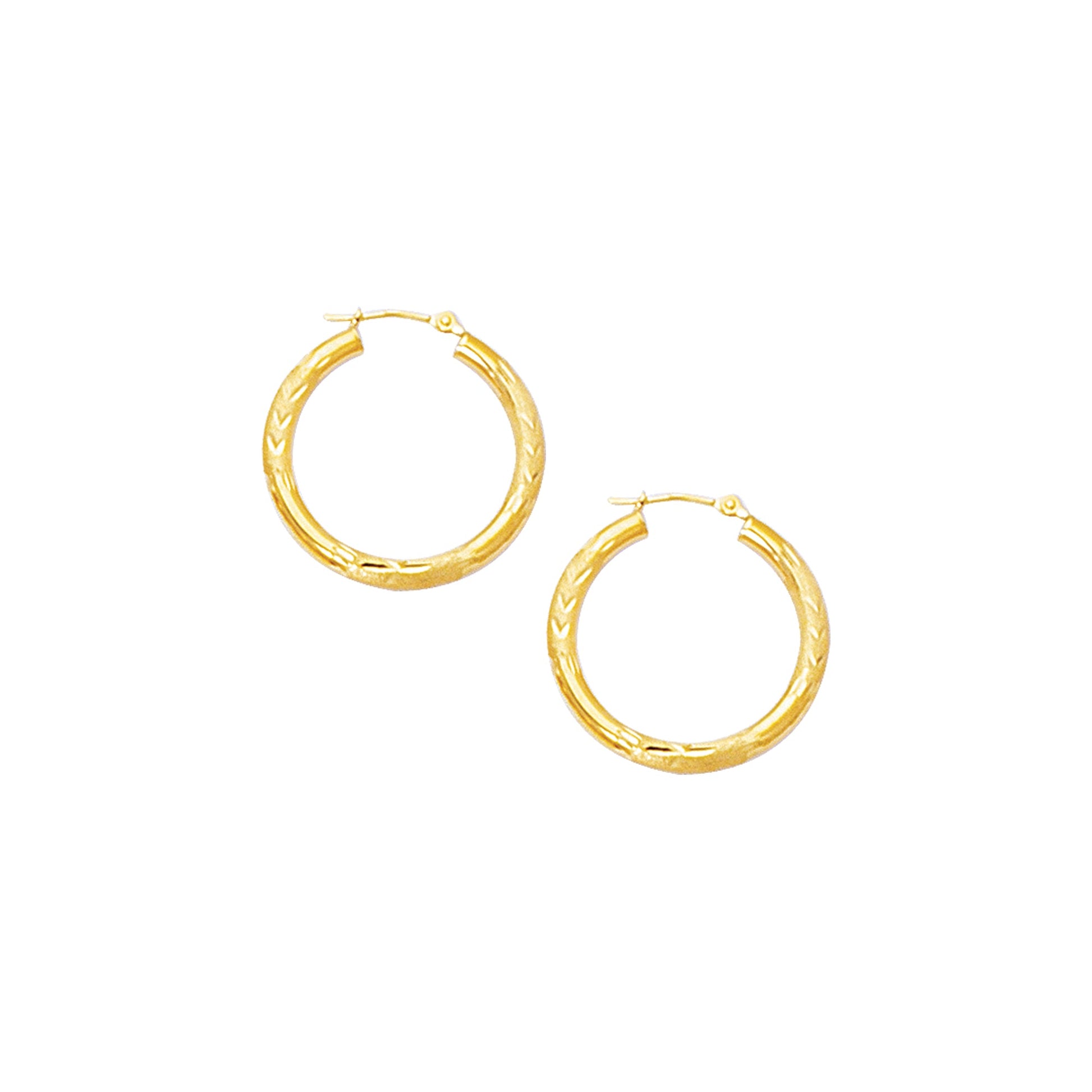 Royal Chain 10K Gold 3mm Diamond Cut Hinged Hoop Earring 203LT