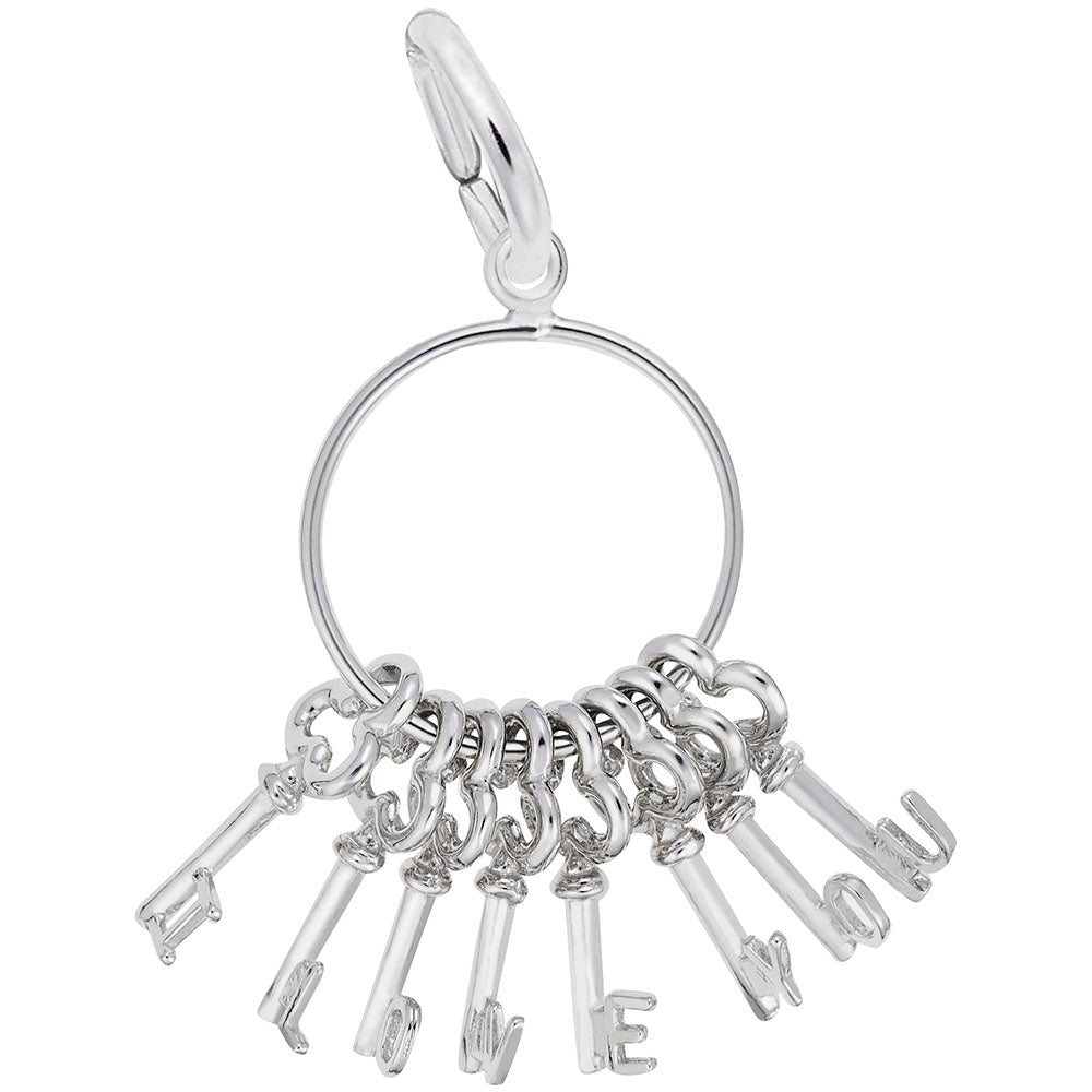 I Love You Skeleton Key Ring Charm for Valentine's Day Gift 2248
