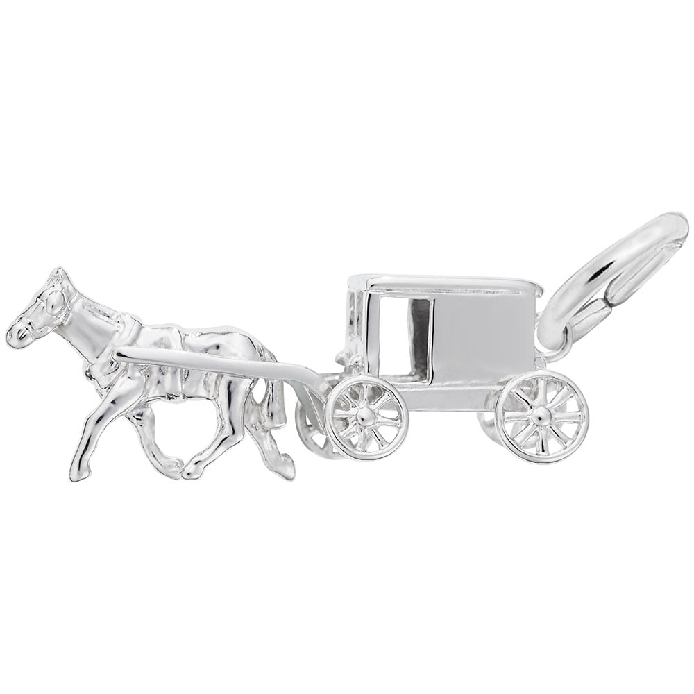Amish Wagon Charm for Horse Lovers - Unique Pet Jewelry Gift 2254