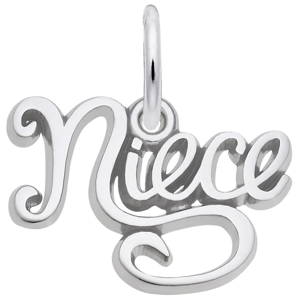 Niece Script Charm - Elegant Family Jewelry for Cherished Bonds 2266