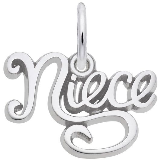 Niece Script Charm - Elegant Family Jewelry for Cherished Bonds 2266