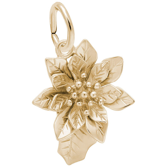 Elegant Poinsettia Flower Charm for Christmas Jewelry Gifts 2270