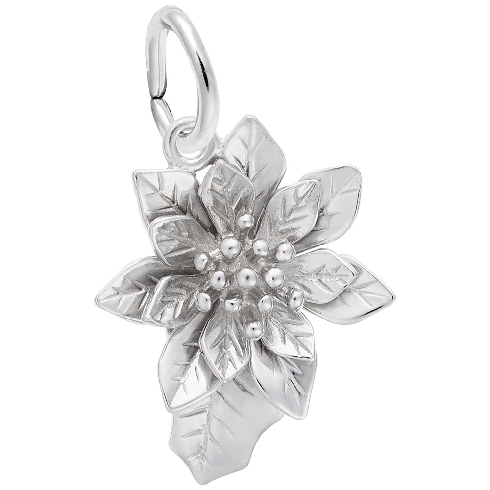Elegant Poinsettia Flower Charm for Christmas Jewelry Gifts 2270