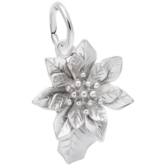 Elegant Poinsettia Flower Charm for Christmas Jewelry Gifts 2270