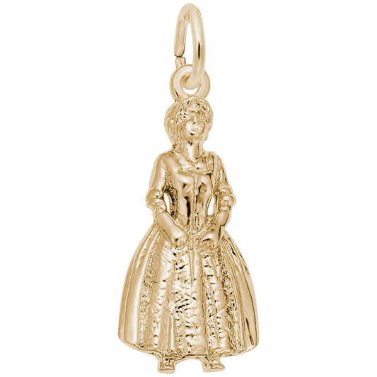 Colonial Woman Charm - Historical Travel Jewelry for Collectors 2273