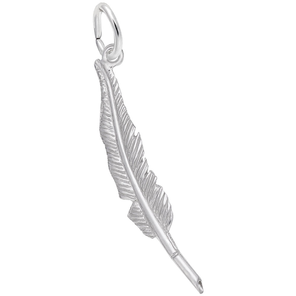 Elegant Feather Pen Charm for Book Lovers - Unique Jewelry Gift 2337