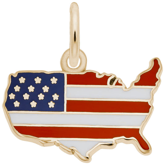 USA Flag Map Charm - Celebrate Patriotism with Rembrandt Charms 2358