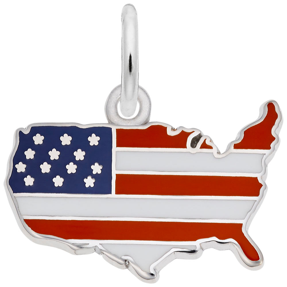 USA Flag Map Charm - Celebrate Patriotism with Rembrandt Charms 2358