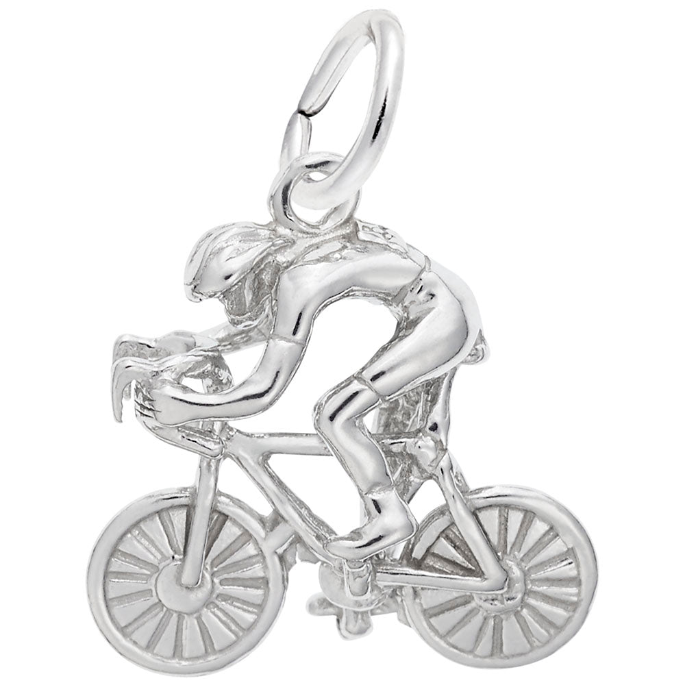 Racing Cyclist Charm - Sterling Silver Bike Jewelry for Cyclists 2400