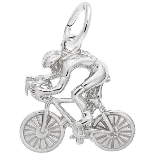 Racing Cyclist Charm - Sterling Silver Bike Jewelry for Cyclists 2400