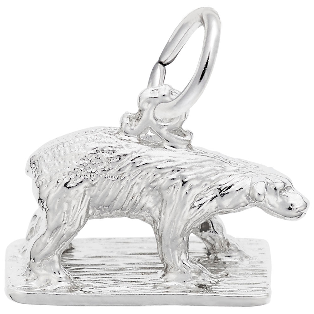 Polar Bear on Ice Charm - Adorable Zoo Animal Jewelry Piece 2457