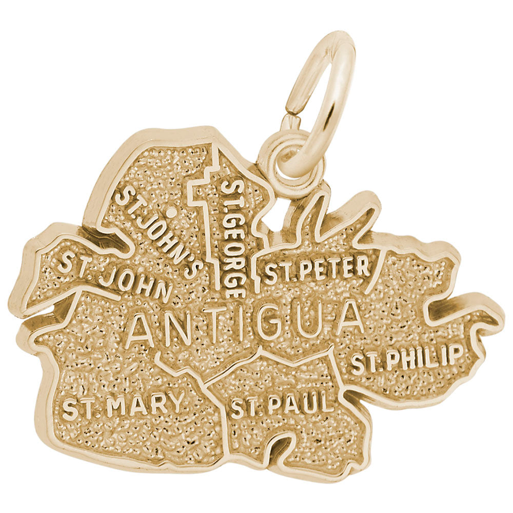 Antigua Cities Map Charm - Travel Souvenir Jewelry for Adventurers 2475