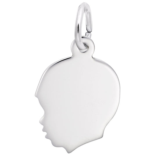Flat Young Boy's Head Charm - Unique Silhouette Disc Jewelry 2497