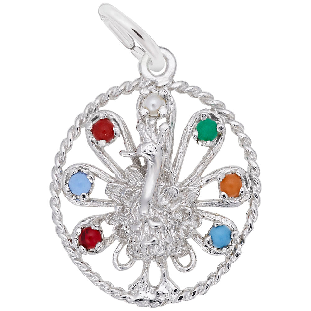 Beaded Peacock Charm for Bracelets - Elegant Bird Jewelry Accessory 2592