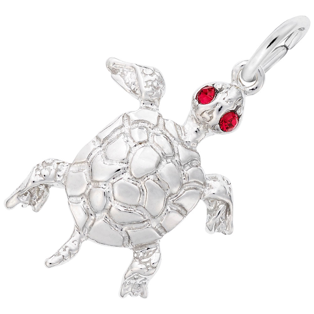 Elegant Turtle Charm with Stones - Nautical Sea Life Jewelry 2597
