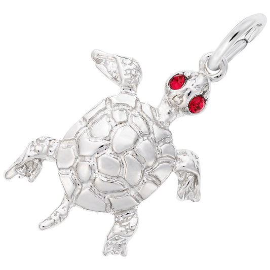 Elegant Turtle Charm with Stones - Nautical Sea Life Jewelry 2597