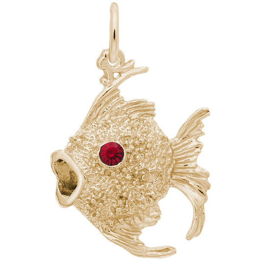 Angelfish Charm with Stones - Nautical Sea Life Jewelry 2641