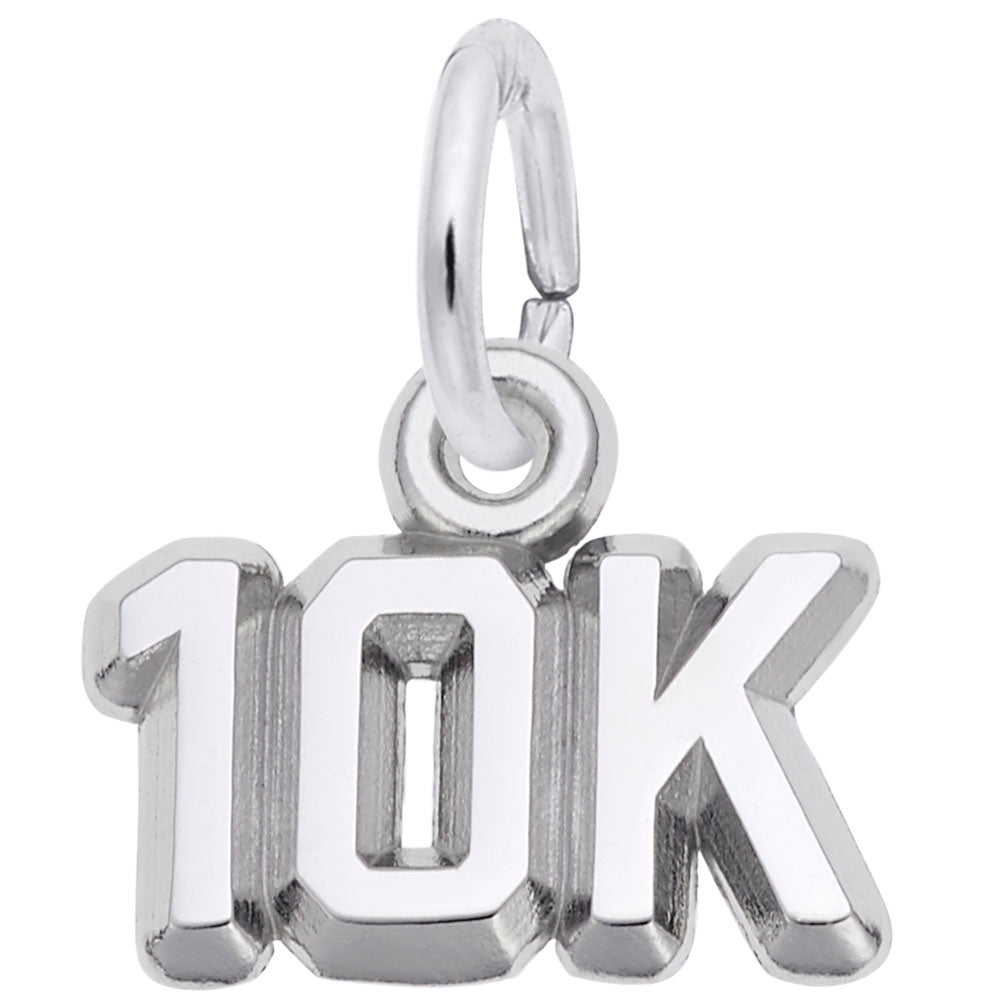 10K Race Charm for Runners - Sterling Silver Sports Jewelry 2660