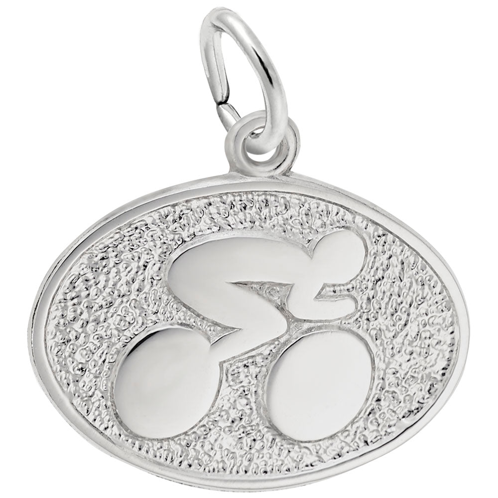 Custom Cyclist Oval Disc Charm for Bike Lovers - Rembrandt Charms 2669
