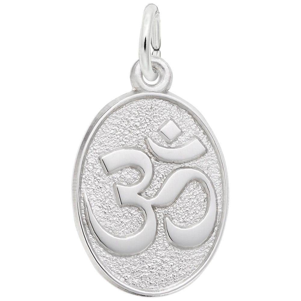 Yoga Symbol Oval Disc Charm - Peaceful Spiritual Jewelry Gift 2693