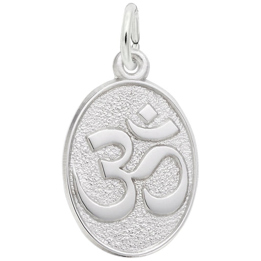 Yoga Symbol Oval Disc Charm - Peaceful Spiritual Jewelry Gift 2693