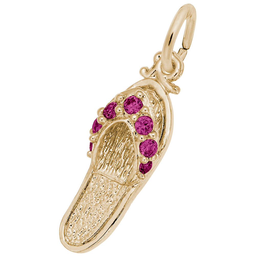 Ruby Red Beach Sandal Charm for Travel Lovers - Rembrandt Charms 2730-007